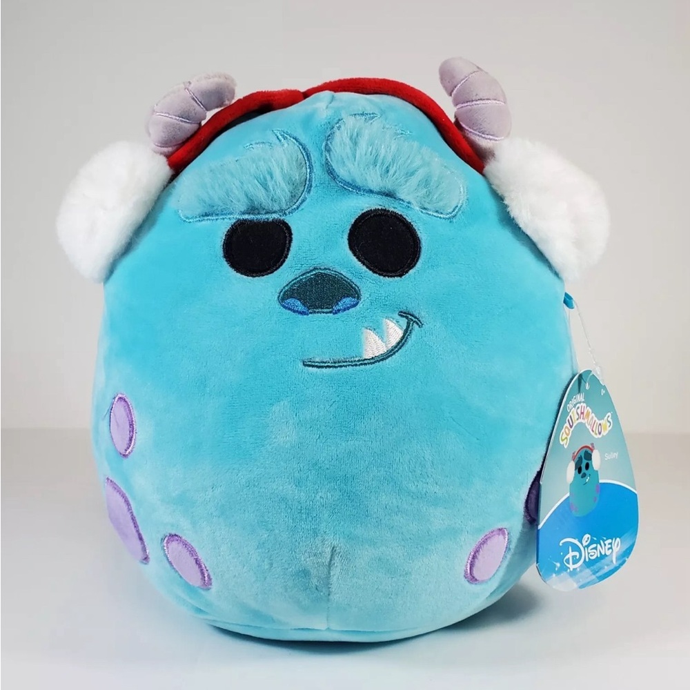NEW Squishmallow Disney Sulley Monsters Inc Earmuffs Holiday Christmas 8โ Plush